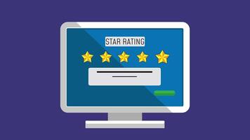 Monitor Star Rating on Computer Display Background Animation video