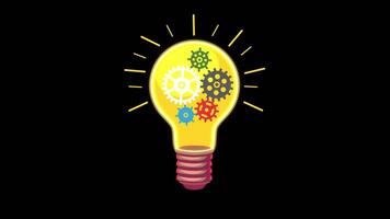 Idea Shining Light Bulb with Setting Icon Light Bulb Gears Inside video