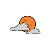 Sun and cloud icon. Weather symbol. Meteorology sign. Flat color design. Graph symbol for travel and tourism web site and apps design, logo, app, UI vector