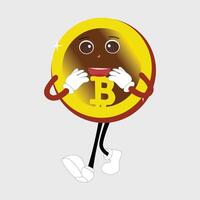 Bitcoin Character Design Mascot, gestures of cute bitcoin characters. vector