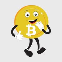 Bitcoin Character Design Mascot, gestures of cute bitcoin characters. vector