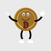 Bitcoin Character Design Mascot, gestures of cute bitcoin characters. vector