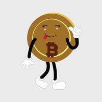 Bitcoin Character Design Mascot, gestures of cute bitcoin characters. vector