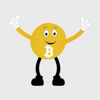 Bitcoin Character Design Mascot, gestures of cute bitcoin characters. vector