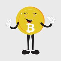 Bitcoin Character Design Mascot, gestures of cute bitcoin characters. vector