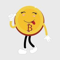 Bitcoin Character Design Mascot, gestures of cute bitcoin characters. vector