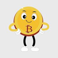 Bitcoin Character Design Mascot, gestures of cute bitcoin characters. vector