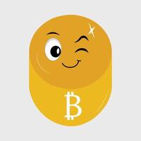 Bitcoin Character Design Mascot, gestures of cute bitcoin characters. vector
