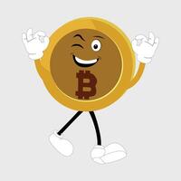 Bitcoin Character Design Mascot, gestures of cute bitcoin characters. vector