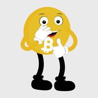 Bitcoin Character Design Mascot, gestures of cute bitcoin characters. vector
