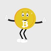 Bitcoin Character Design Mascot, gestures of cute bitcoin characters. vector