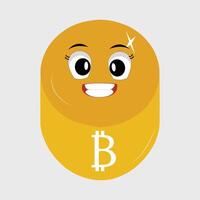 Bitcoin Character Design Mascot, gestures of cute bitcoin characters. vector