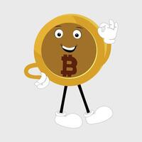 Bitcoin Character Design Mascot, gestures of cute bitcoin characters. vector