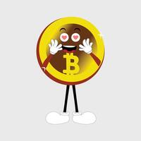 Bitcoin Character Design Mascot, gestures of cute bitcoin characters. vector