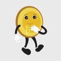 Bitcoin Character Design Mascot, gestures of cute bitcoin characters. vector