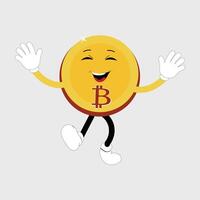 Bitcoin Character Design Mascot, gestures of cute bitcoin characters. vector