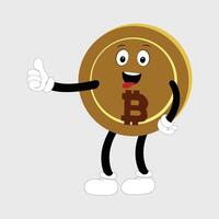 Bitcoin Character Design Mascot, gestures of cute bitcoin characters. vector