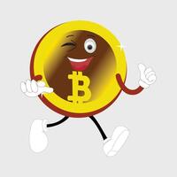 Bitcoin Character Design Mascot, gestures of cute bitcoin characters. vector