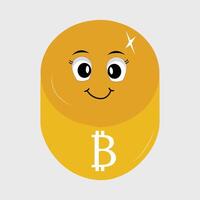 Bitcoin Character Design Mascot, gestures of cute bitcoin characters. vector