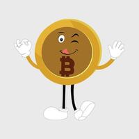 Bitcoin Character Design Mascot, gestures of cute bitcoin characters. vector