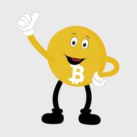 Bitcoin Character Design Mascot, gestures of cute bitcoin characters. vector