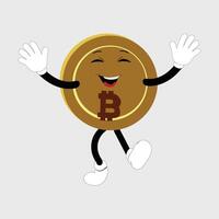 Bitcoin Character Design Mascot, gestures of cute bitcoin characters. vector