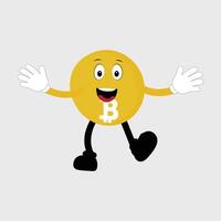 Bitcoin Character Design Mascot, gestures of cute bitcoin characters. vector