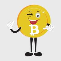 Bitcoin Character Design Mascot, gestures of cute bitcoin characters. vector