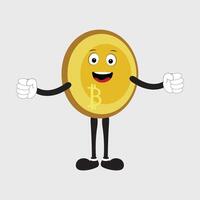Bitcoin Character Design Mascot, gestures of cute bitcoin characters. vector