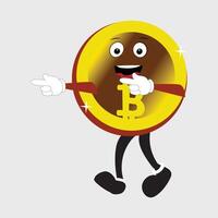 Bitcoin Character Design Mascot, gestures of cute bitcoin characters. vector