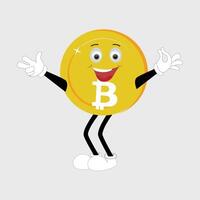 Bitcoin Character Design Mascot, gestures of cute bitcoin characters. vector