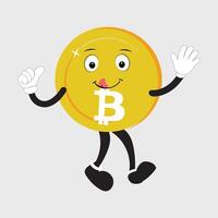 Bitcoin Character Design Mascot, gestures of cute bitcoin characters. vector