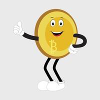 Bitcoin Character Design Mascot, gestures of cute bitcoin characters. vector