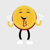 Bitcoin Character Design Mascot, gestures of cute bitcoin characters. vector