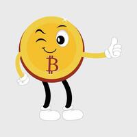 Bitcoin Character Design Mascot, gestures of cute bitcoin characters. vector