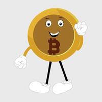 Bitcoin Character Design Mascot, gestures of cute bitcoin characters. vector