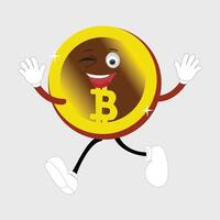 Bitcoin Character Design Mascot, gestures of cute bitcoin characters. vector