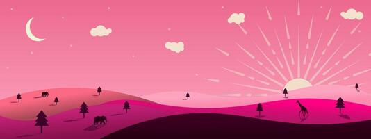 sun set view with lands vector