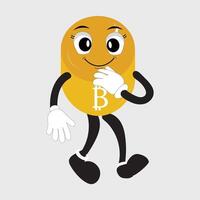 Bitcoin Character Design Mascot, gestures of cute bitcoin characters. vector