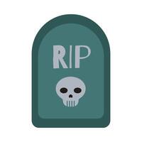 Tombstone, skull and inscription RIP. Isolated illustration for halloween design vector