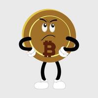 Bitcoin Character Design Mascot, gestures of cute bitcoin characters. vector