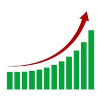 green graph design from low to high traffic with red curved arrows vector