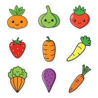Set of fruits and vegetables icons vector