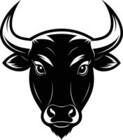 A black and white silhouette of a bull head vector