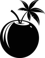A silhouette of a coconut fruit art illustration vector