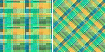 Plaid fabric textile of tartan background with a check texture pattern seamless. Set in trendy colors. Fashion with geometric unique identity. vector