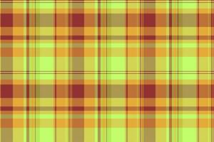 Hunter tartan fabric , merry texture plaid background. Swatch seamless check pattern textile in green and amber colors. vector