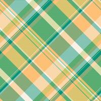 Comfortable plaid textile, post background check texture. Rough tartan seamless pattern fabric in teal and orange colors. vector