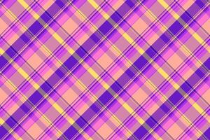 Sofa pattern seamless plaid, figure background texture. Crease fabric check tartan textile in purple and pink colors. vector