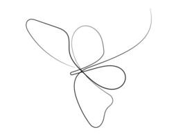 Beautiful flying butterfly. One line continuous drawing. Moth template for wellbeing, nail, beauty, spa salons logotype. Simple thin linear style. Editable strokes. Doodle graphic illustration. vector
